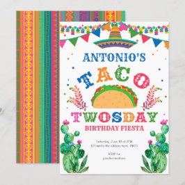 Invitación Fiesta de cumpleaños, Taco dos días, niño de segun