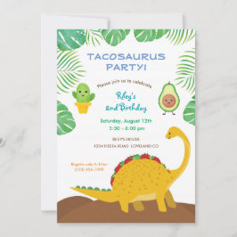 Invitación Fiesta de cumpleaños Tacosaurus - dinosaurio y tac
