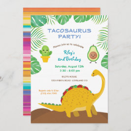 Invitación Fiesta de cumpleaños Tacosaurus - dinosaurio y tac