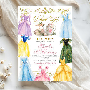 Invitación Fiesta de Cumpleaños Té de Disfraz de Princesa