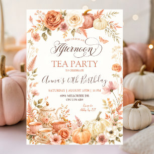 Invitación Fiesta de Cumpleaños Té de la Tarde de Otoño Flora