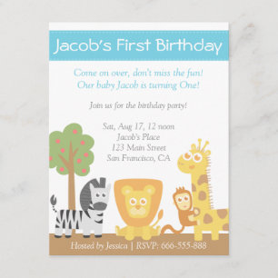Invitación Fiesta de cumpleaños tema Animales de Safari
