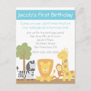 Invitación Fiesta de cumpleaños tema Animales de Safari