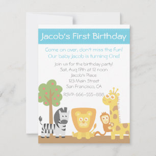 Invitación Fiesta de cumpleaños tema Animales de safari