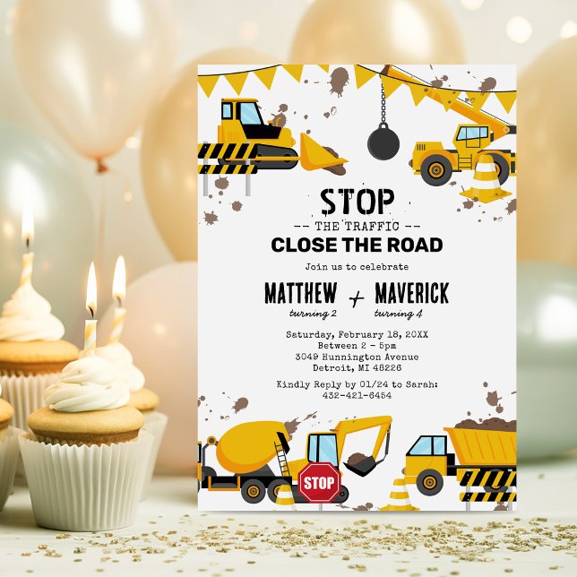 Invitación Fiesta de Cumpleaños Tema de Construcción para Niñ (Subido por el creador)