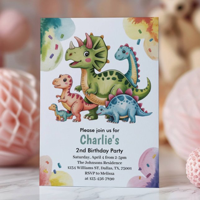 Invitación Fiesta de cumpleaños tema dinosaurio para niños li (Subido por el creador)