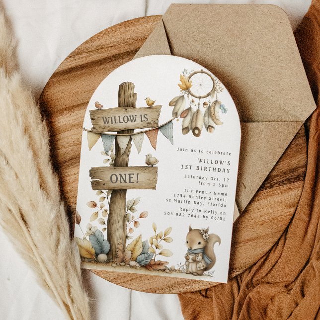 Invitación Fiesta de cumpleaños temática Boho Woodland para n (Subido por el creador)