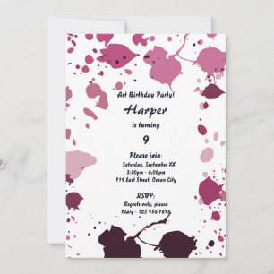 Invitación Fiesta de cumpleaños temática de arte para niñas d