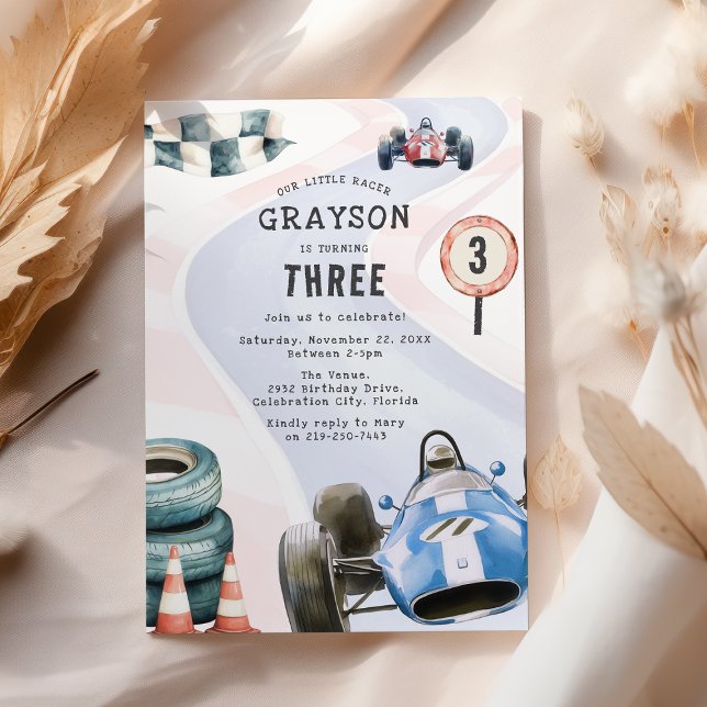 Invitación Fiesta de cumpleaños temática de coche de carreras (Subido por el creador)