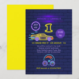 Invitación Fiesta de cumpleaños temática de coche de carreras