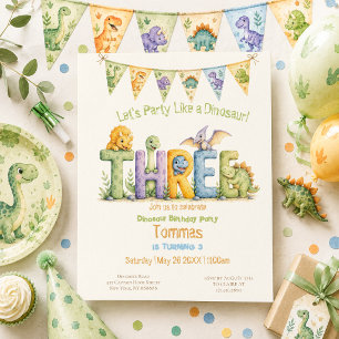 Invitación Fiesta de cumpleaños temática de dinosaurio lindo