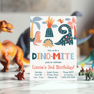 Invitación Fiesta de cumpleaños temática de dinosaurios capri