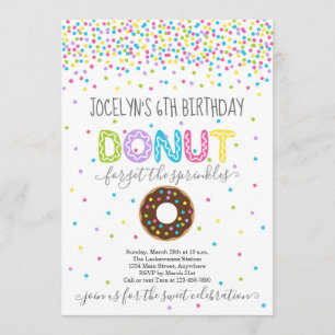 Invitación Fiesta de cumpleaños temática de Donut - Arcoiris 
