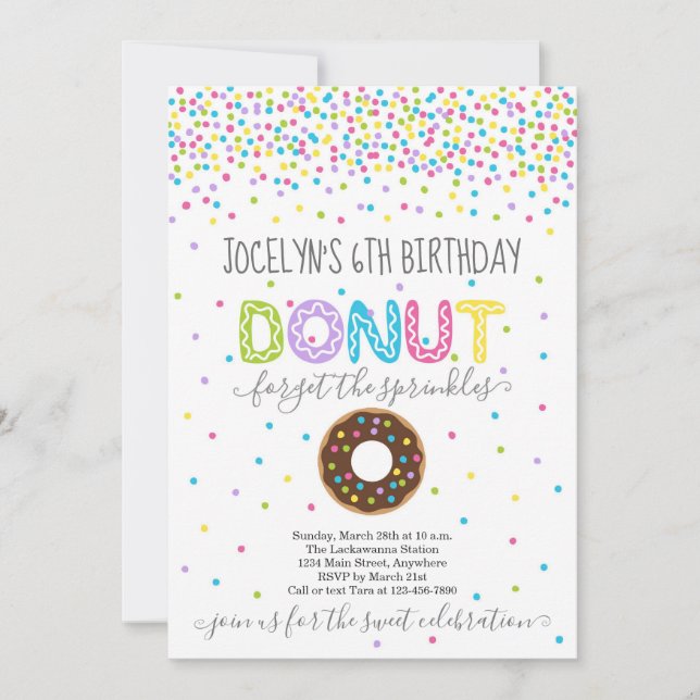 Invitación Fiesta de cumpleaños temática de Donut - Rombos de (Anverso)