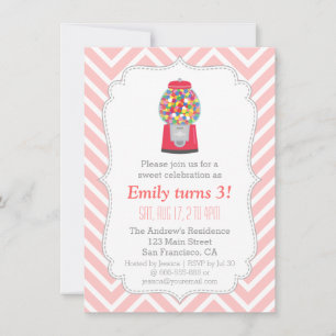 Invitación Fiesta de cumpleaños temática de dulces de máquina