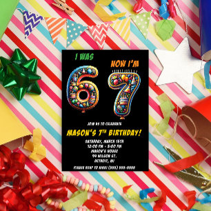 Invitación Fiesta de cumpleaños temática de globos de neón 67