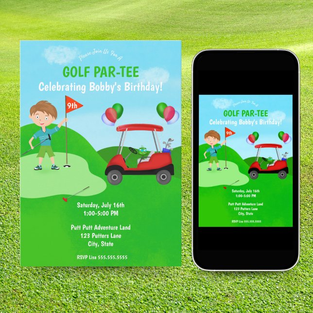 Invitación Fiesta de cumpleaños temática de golf para niños g (Subido por el creador)