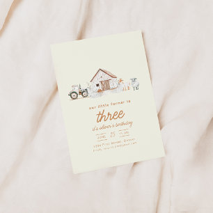 Invitación Fiesta de cumpleaños temática de la granja con inv