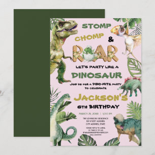 Invitación Fiesta de cumpleaños temática de los dinosaurios r