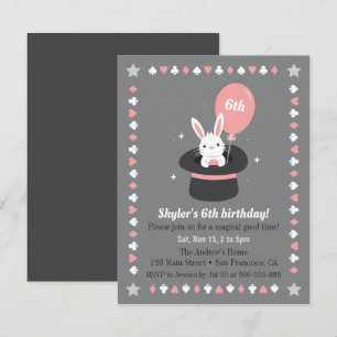 Invitación Fiesta de Cumpleaños Temática de Magia para Niños 