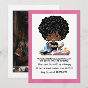 Invitación Fiesta de cumpleaños temática de manualidades afro