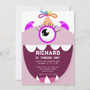 Invitación Fiesta de Cumpleaños Temática de Monstruito Lindo