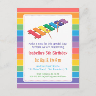 Invitación Fiesta de Cumpleaños Temática de Música Infantil X