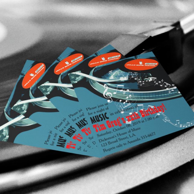 Invitación Fiesta de cumpleaños temática de música para adult (Subido por el creador)