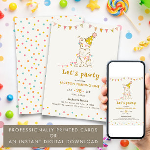 Invitación Fiesta de Cumpleaños Temática de Perros para el 1e