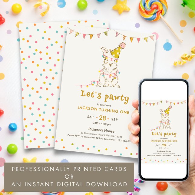Invitación Fiesta de Cumpleaños Temática de Perros para el 1e (Subido por el creador)