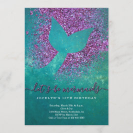 Invitación Fiesta de cumpleaños temática de Sirena personaliz