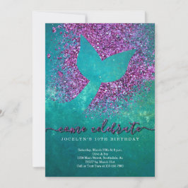 Invitación Fiesta de cumpleaños temática de Sirena personaliz