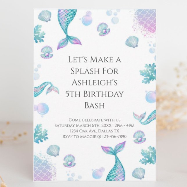 Invitación Fiesta de cumpleaños temática de sirena turquesa (Subido por el creador)
