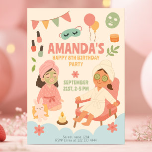 Invitación Fiesta de cumpleaños temática de Spa para chicas