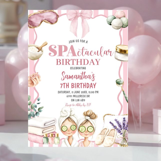 Invitación Fiesta de cumpleaños temática de spa SPActacular (Subido por el creador)