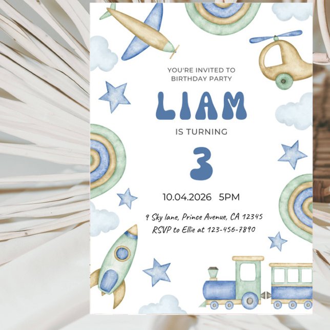 Invitación Fiesta de Cumpleaños Temática de Transporte para N (Subido por el creador)