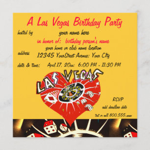 Invitación Fiesta de cumpleaños temática del Casino de Las Ve