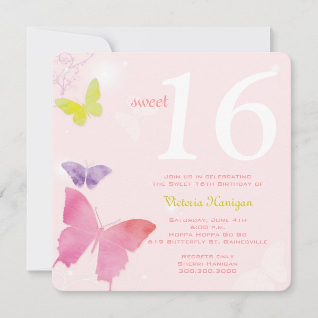 Invitación Fiesta de cumpleaños temática del dulce 16 de la (Anverso)