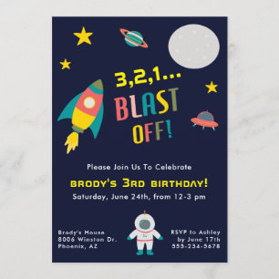 Invitación Fiesta de cumpleaños temática del espacio de los b