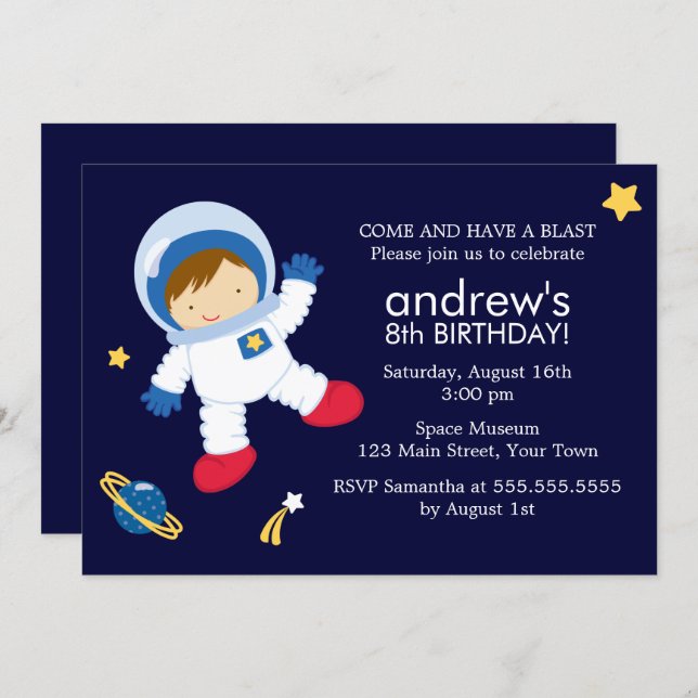 Invitación Cumpleaños Espacio