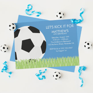 Invitación Fiesta de cumpleaños temática del fútbol divertido
