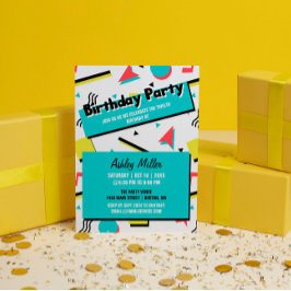 Invitación Fiesta de cumpleaños temática del patrón retro