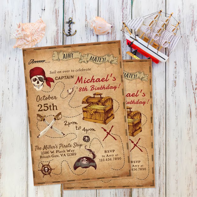 Invitación Fiesta de cumpleaños temática del pirata (Subido por el creador)