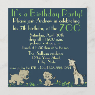 Invitación Fiesta de cumpleaños temática del zoológico