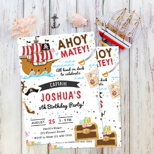 Invitación Fiesta de cumpleaños temática pirata