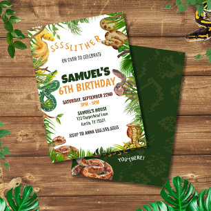 Invitación Fiesta de cumpleaños temática SNAKES