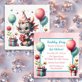 Invitación Fiesta de cumpleaños temática sobre el Dragón chic