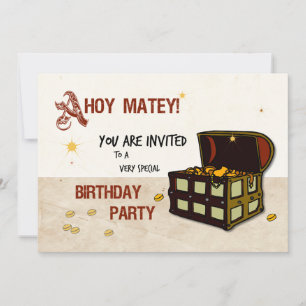 Invitación Fiesta de Cumpleaños Tesoro Pirata Niño
