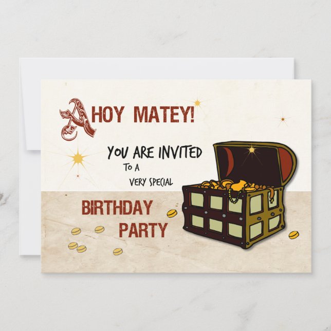 Invitación Fiesta de Cumpleaños Tesoro Pirata Niño (Anverso)