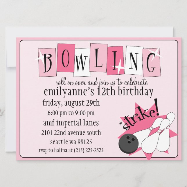 Invitación Fiesta de cumpleaños totalmente retra de los bolos (Anverso)